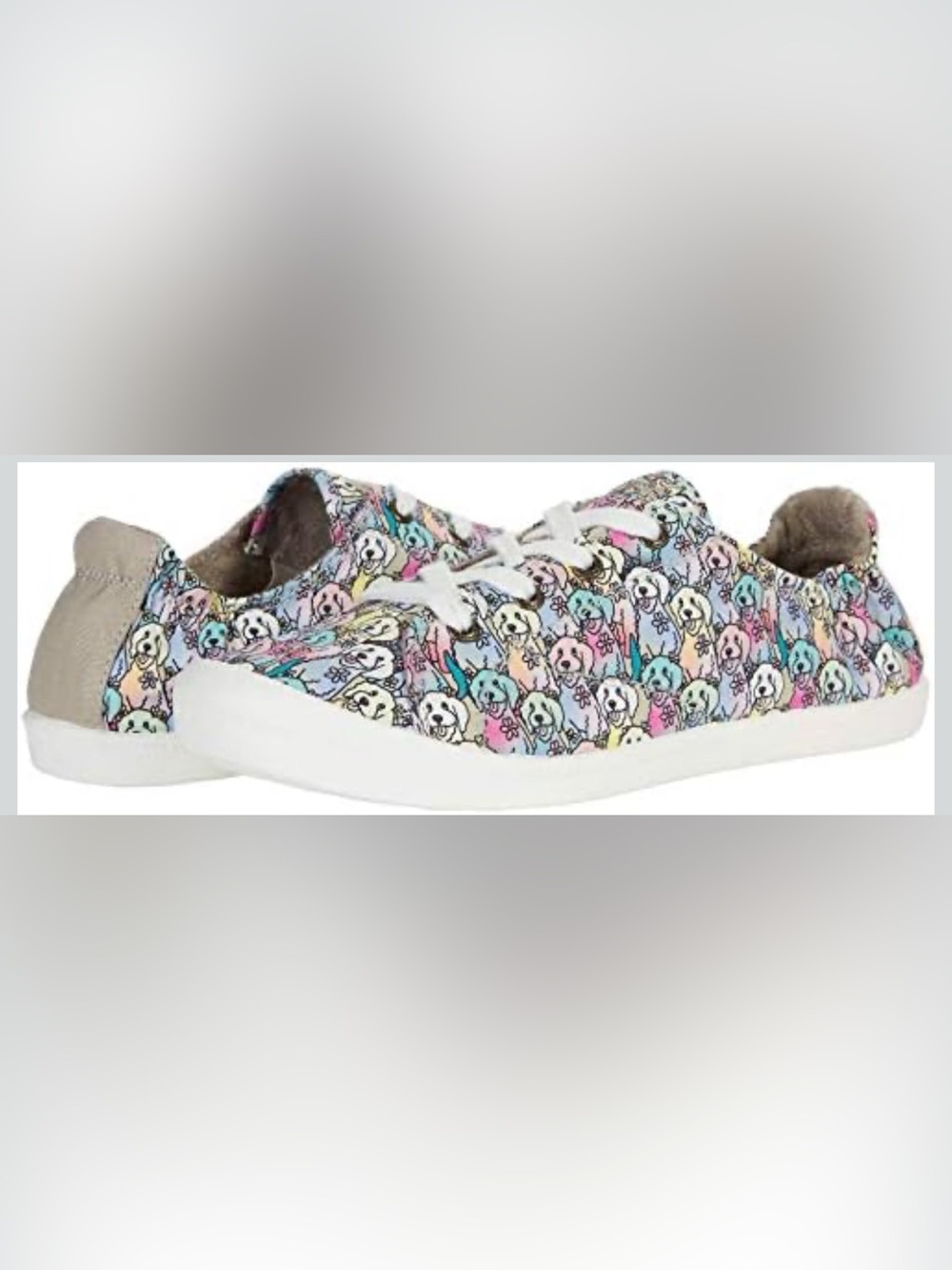 BOBS from Skechers Women's Pastel Puppy Print Slip-On Sneakers - White Trim